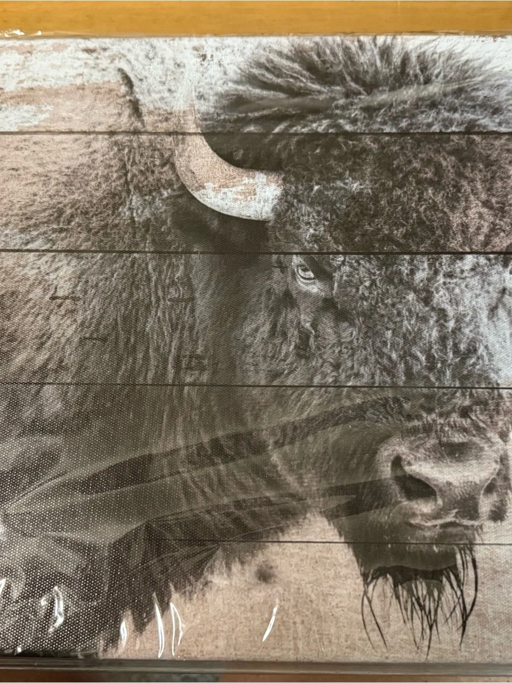 KLVOS 3 pcs Rustic Bison Wall Art - Neutral Tones
